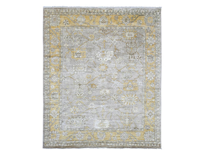 Brown 8'2" x 9'11" Oushak And Peshawar Hand knotted Wool Rug - Sku: O022678