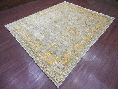 Brown 8'2" x 9'11" Oushak And Peshawar Hand knotted Wool Rug - Sku: O022678