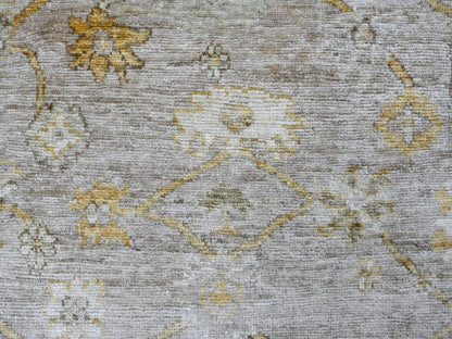 Brown 8'2" x 9'11" Oushak And Peshawar Hand knotted Wool Rug - Sku: O022678