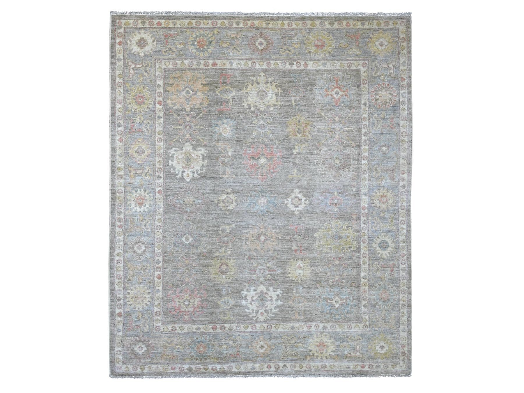 Brown 7'11" x 9'4" Oushak And Peshawar Hand knotted Wool Rug - Sku: O022679
