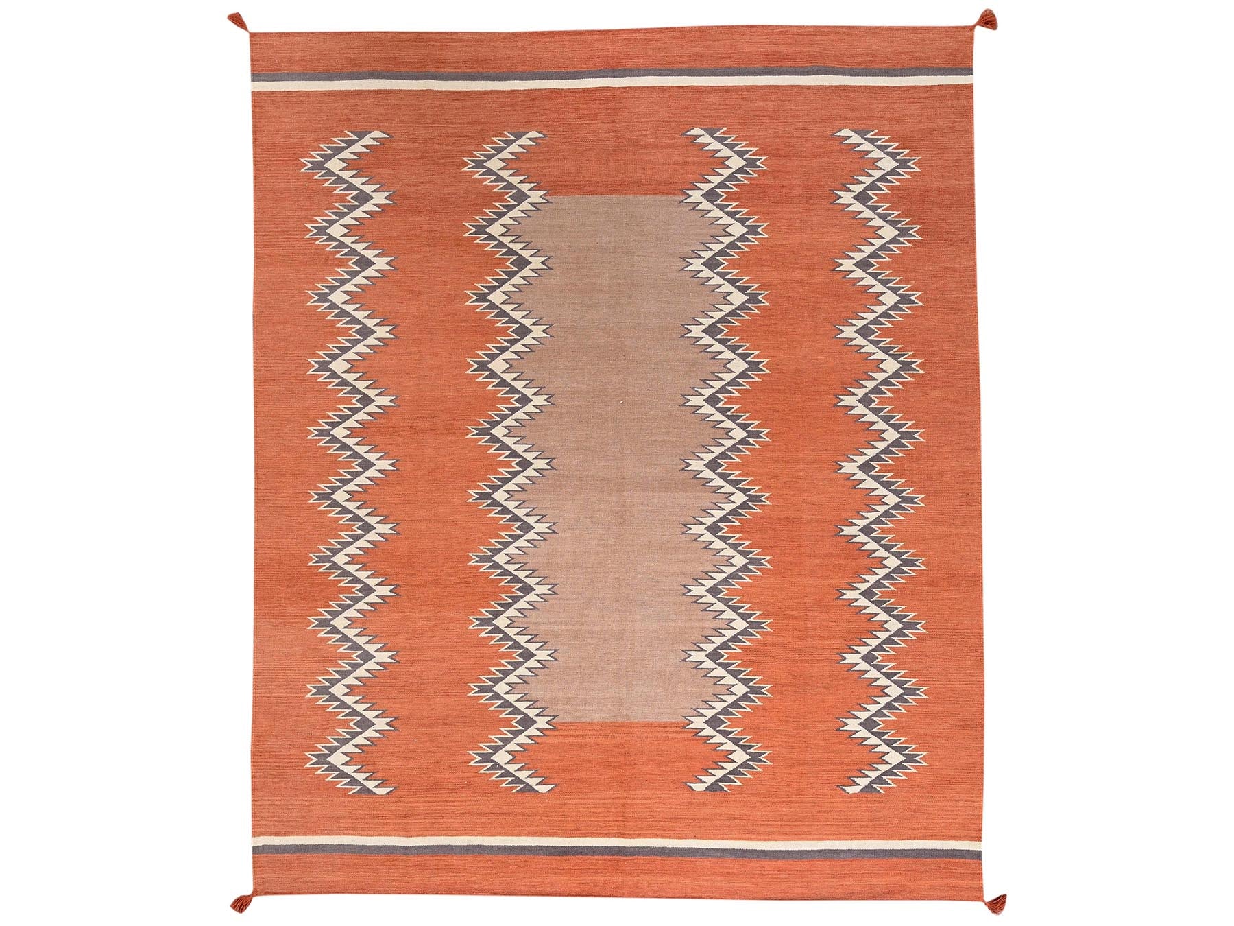 Orange 8'2" x 9'11" Flat Weave Hand woven Wool Rug - Sku: O02267