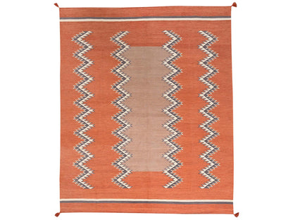 Flat-Weave hand-knotted wool rug in Orange, 8'2" x 9'11" — SKU O02267