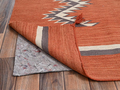 Flat-Weave hand-knotted wool rug in Orange, 8'2" x 9'11" — SKU O02267 (view 3)
