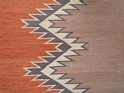 Flat-Weave hand-knotted wool rug in Orange, 8'2" x 9'11" — SKU O02267 (view 4)