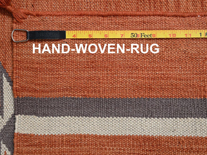 Flat-Weave hand-knotted wool rug in Orange, 8'2" x 9'11" — SKU O02267 (view 7)