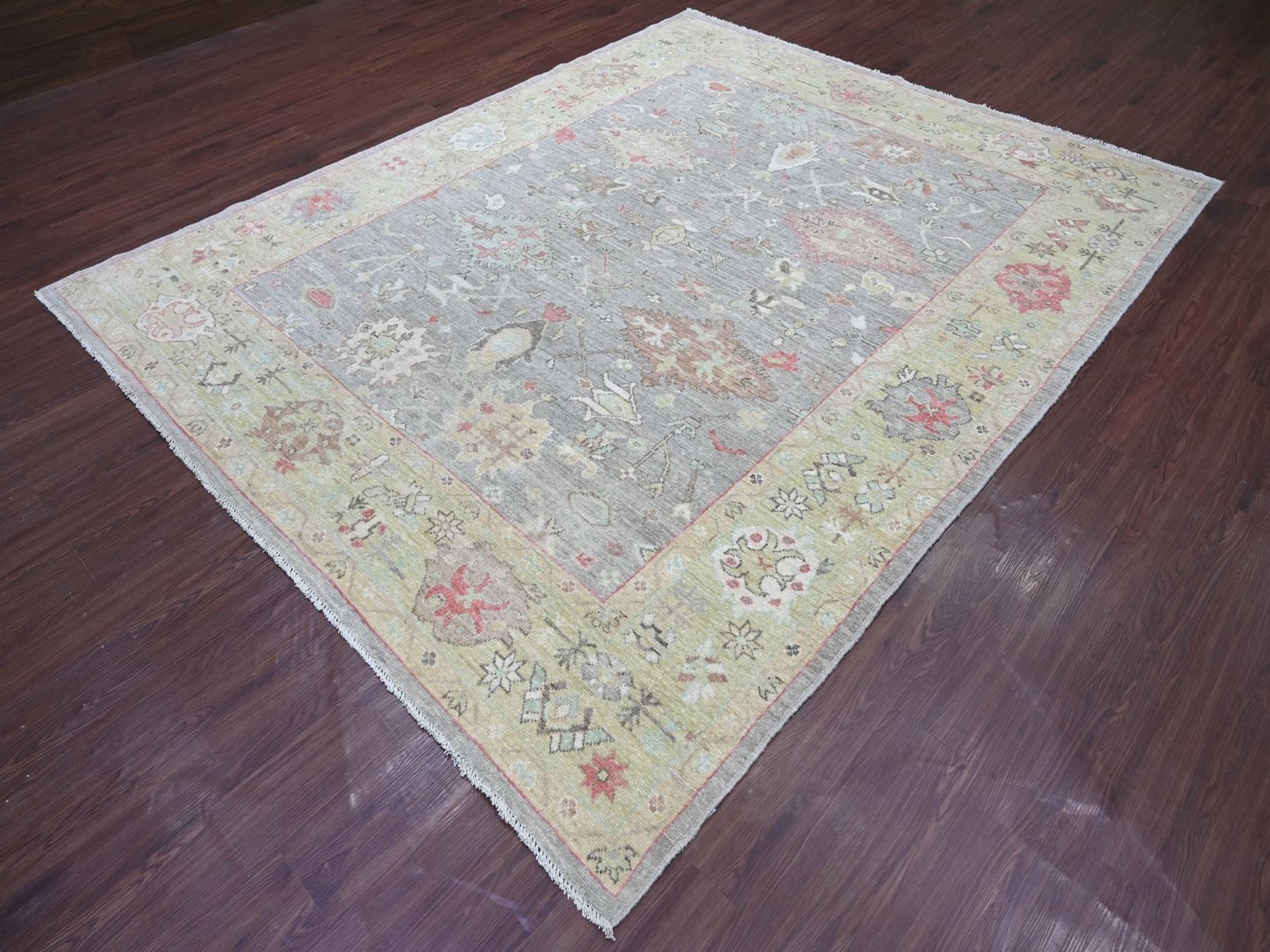 Oushak Oushak hand-knotted wool rug in Gray & Green, 7'10" x 9'8" — SKU O022680 (view 3)