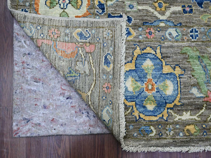 Grey 7'10" x 7'11" Oushak And Peshawar Hand knotted Wool Rug - Sku: O022682