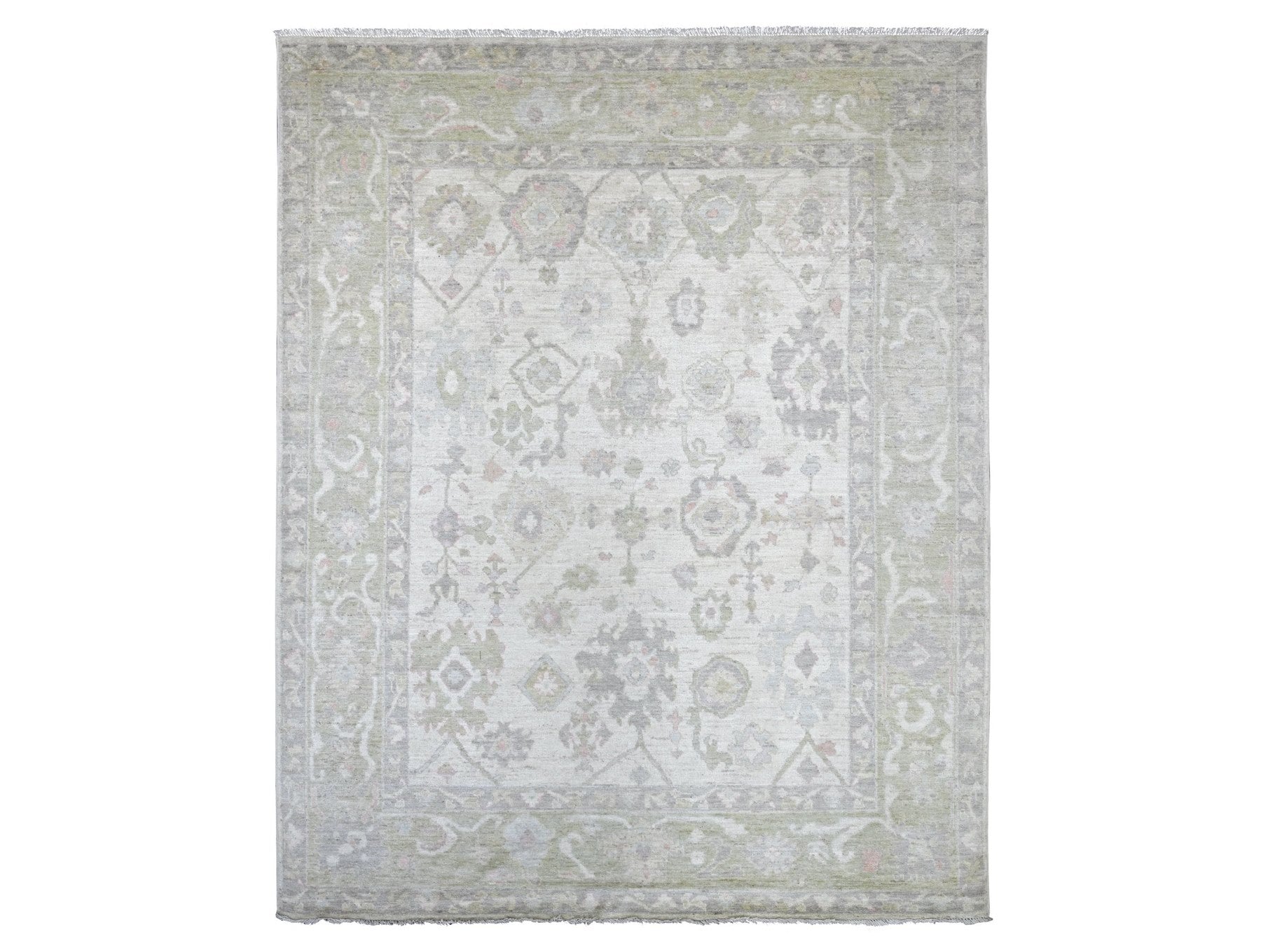 Ivory 7'11" x 9'10" Oushak And Peshawar Hand knotted Wool Rug - Sku: O022683