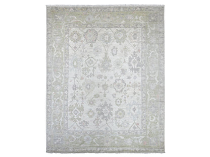 Ivory 7'11" x 9'10" Oushak And Peshawar Hand knotted Wool Rug - Sku: O022683