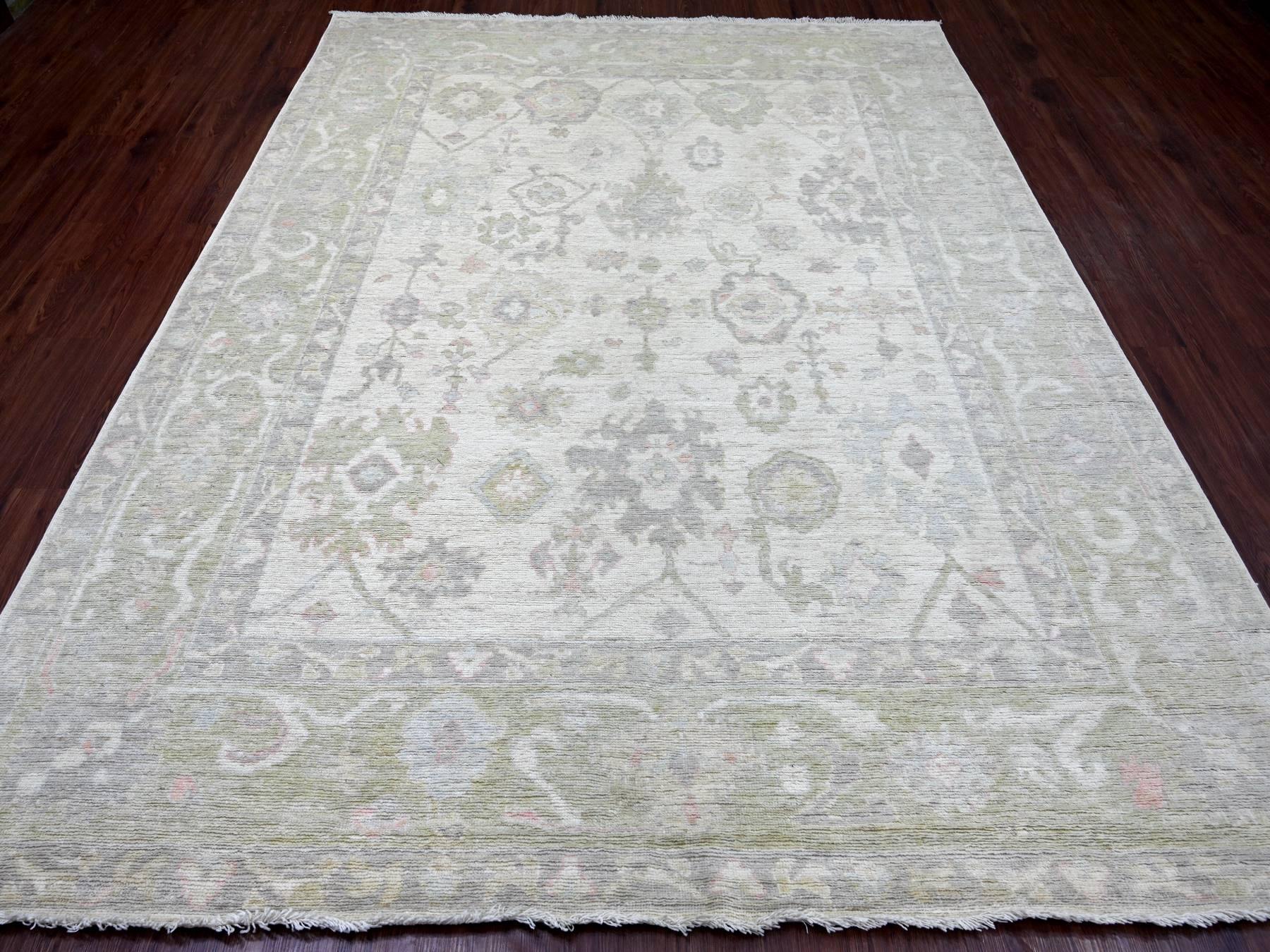 Ivory 7'11" x 9'10" Oushak And Peshawar Hand knotted Wool Rug - Sku: O022683