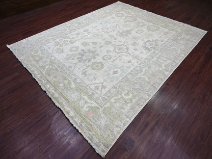 Ivory 7'11" x 9'10" Oushak And Peshawar Hand knotted Wool Rug - Sku: O022683