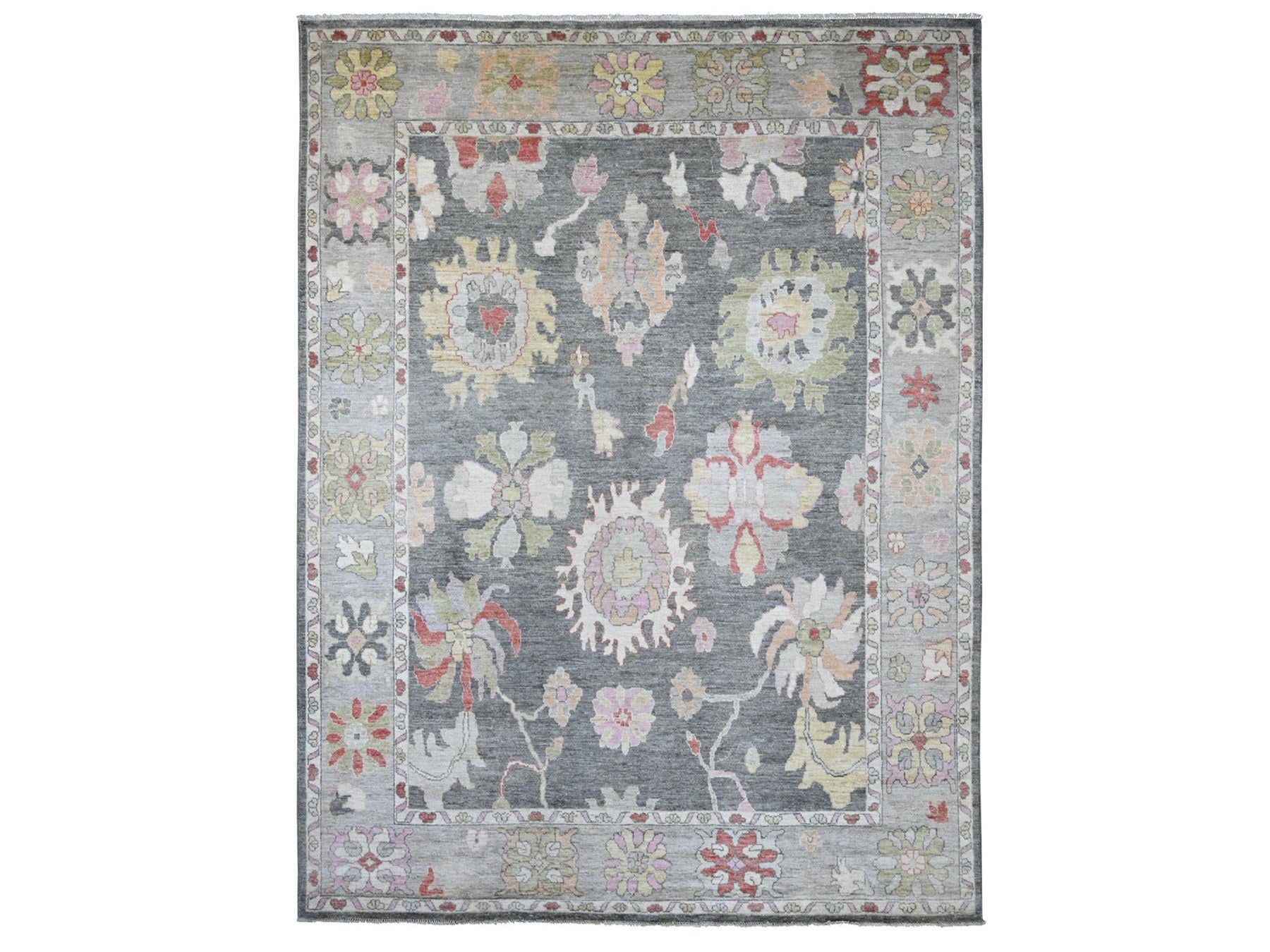Oushak Oushak hand-knotted wool rug in Gray & Light Gray, 8'11" x 11'9" — SKU O022684