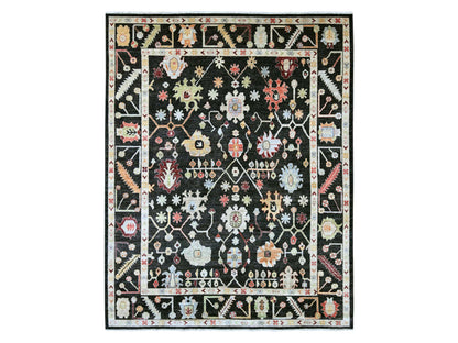 Black 9'1" x 11'7" Oushak And Peshawar Hand knotted Wool Rug - Sku: O022685