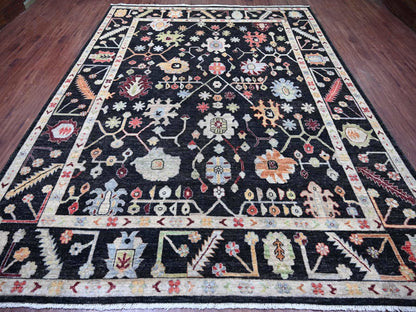 Black 9'1" x 11'7" Oushak And Peshawar Hand knotted Wool Rug - Sku: O022685