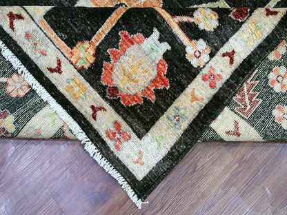 Black 9'1" x 11'7" Oushak And Peshawar Hand knotted Wool Rug - Sku: O022685