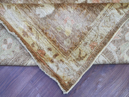 Brown 8'11" x 11'10" Oushak And Peshawar Hand knotted Wool Rug - Sku: O022686
