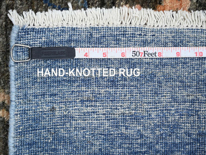 Peshawar Oushak hand-knotted wool rug in Gray & Blue, 5'10" x 9'2" — SKU O022689 (view 6)