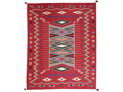 Flat-Weave hand-knotted wool rug in Red, 8'1" x 10' — SKU O02268