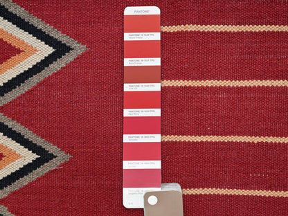 Flat-Weave hand-knotted wool rug in Red, 8'1" x 10' — SKU O02268 (view 5)