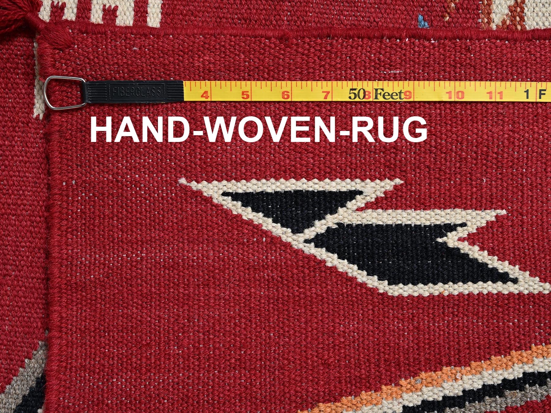 Flat-Weave hand-knotted wool rug in Red, 8'1" x 10' — SKU O02268 (view 7)