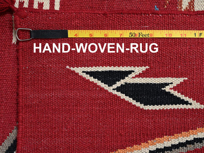 Flat-Weave hand-knotted wool rug in Red, 8'1" x 10' — SKU O02268 (view 7)