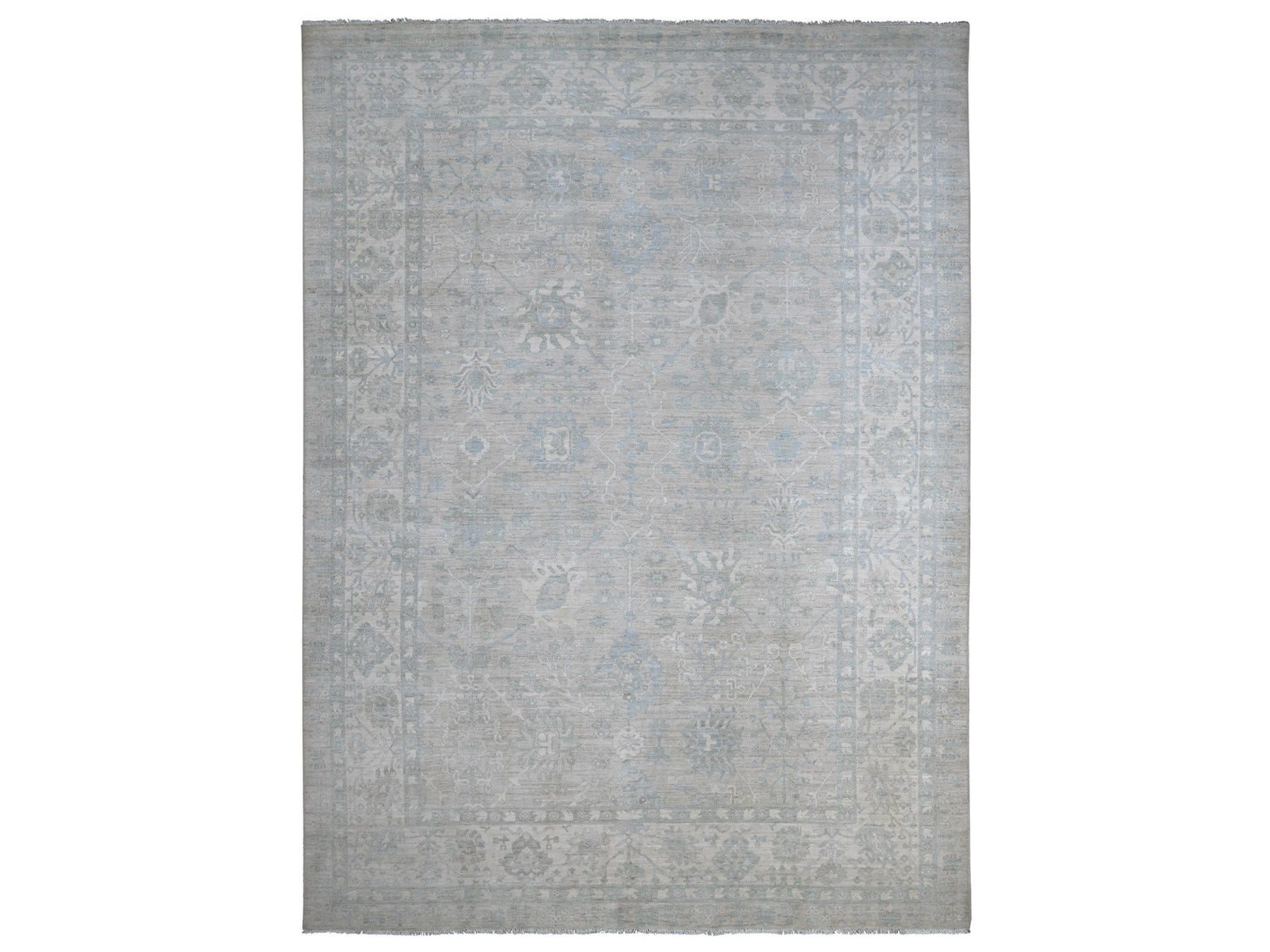 Grey 9'11" x 13'6" Oushak And Peshawar Hand knotted Wool Rug - Sku: O022692