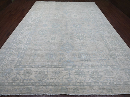 Grey 9'11" x 13'6" Oushak And Peshawar Hand knotted Wool Rug - Sku: O022692