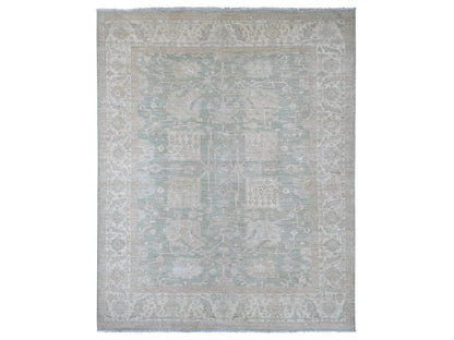 Green 7'9" x 9'8" Oushak And Peshawar Hand knotted Wool Rug - Sku: O022693