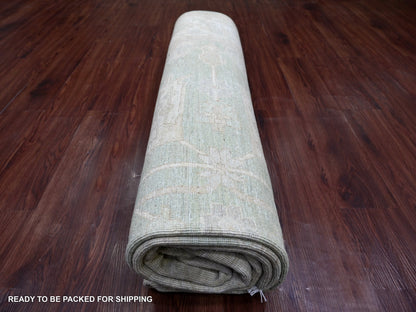 Green 7'9" x 9'8" Oushak And Peshawar Hand knotted Wool Rug - Sku: O022693