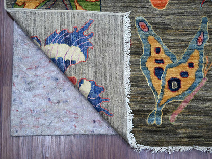 Peshawar Modern / Contemporary hand-knotted wool rug in Gray, 9'6" x 13'8" — SKU O022694 (view 4)
