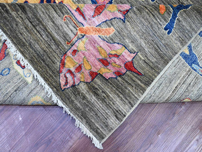Peshawar Modern / Contemporary hand-knotted wool rug in Gray, 9'6" x 13'8" — SKU O022694 (view 6)