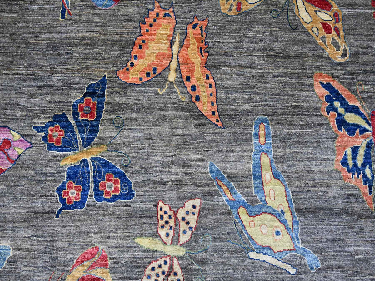 Peshawar Modern / Contemporary hand-knotted wool rug in Gray, 9'6" x 13'8" — SKU O022694 (view 8)