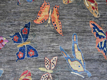 Peshawar Modern / Contemporary hand-knotted wool rug in Gray, 9'6" x 13'8" — SKU O022694 (view 8)