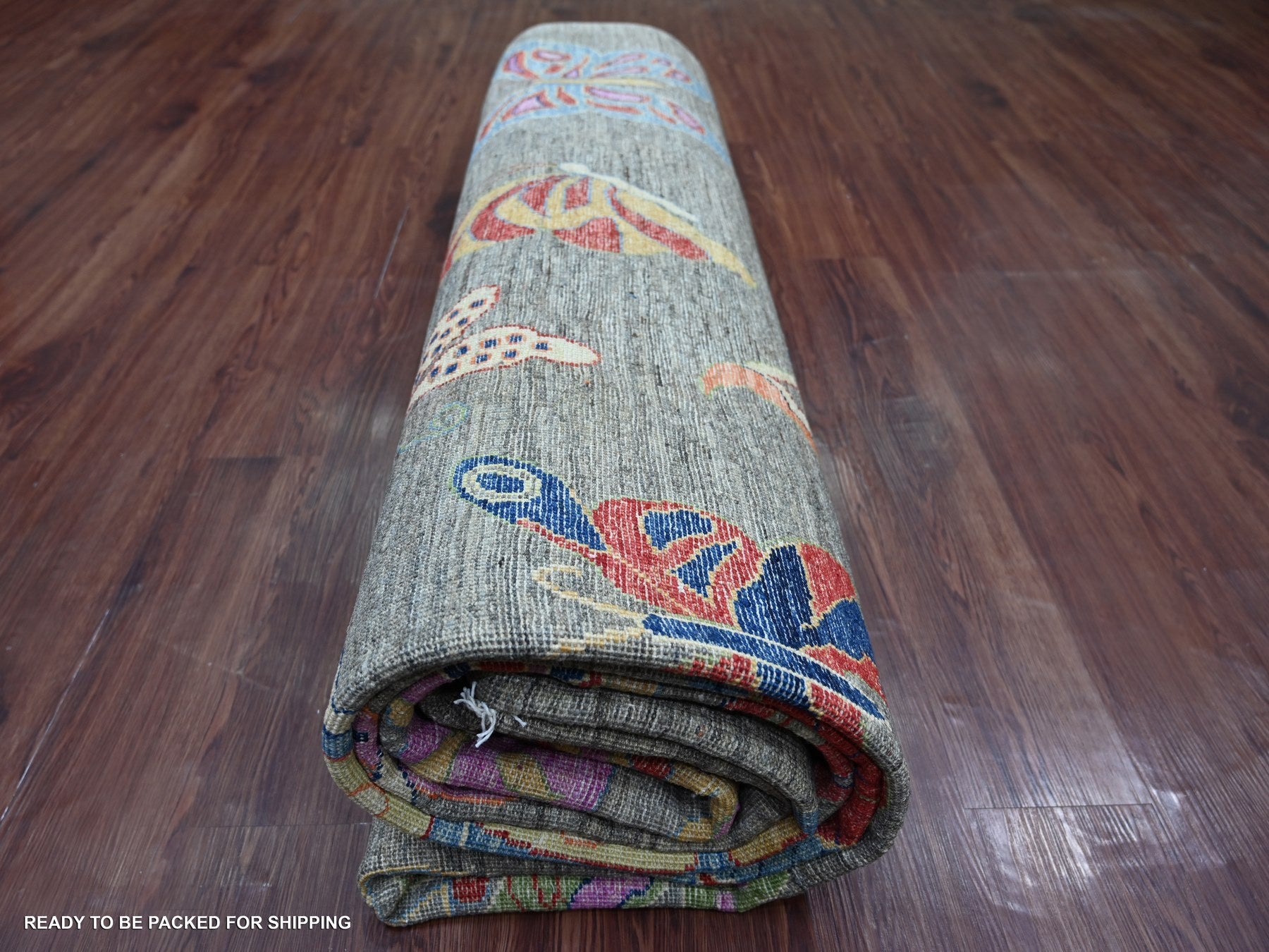 Peshawar Modern / Contemporary hand-knotted wool rug in Gray, 9'6" x 13'8" — SKU O022694 (view 9)
