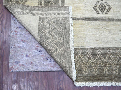 Ivory 8'0" x 9'7" Tribal & Geometric Hand knotted Wool Rug - Sku: O022695
