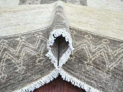 Tribal & Geometric hand-knotted wool rug in Ivory, 8' x 9'7" — SKU O022695 (view 5)