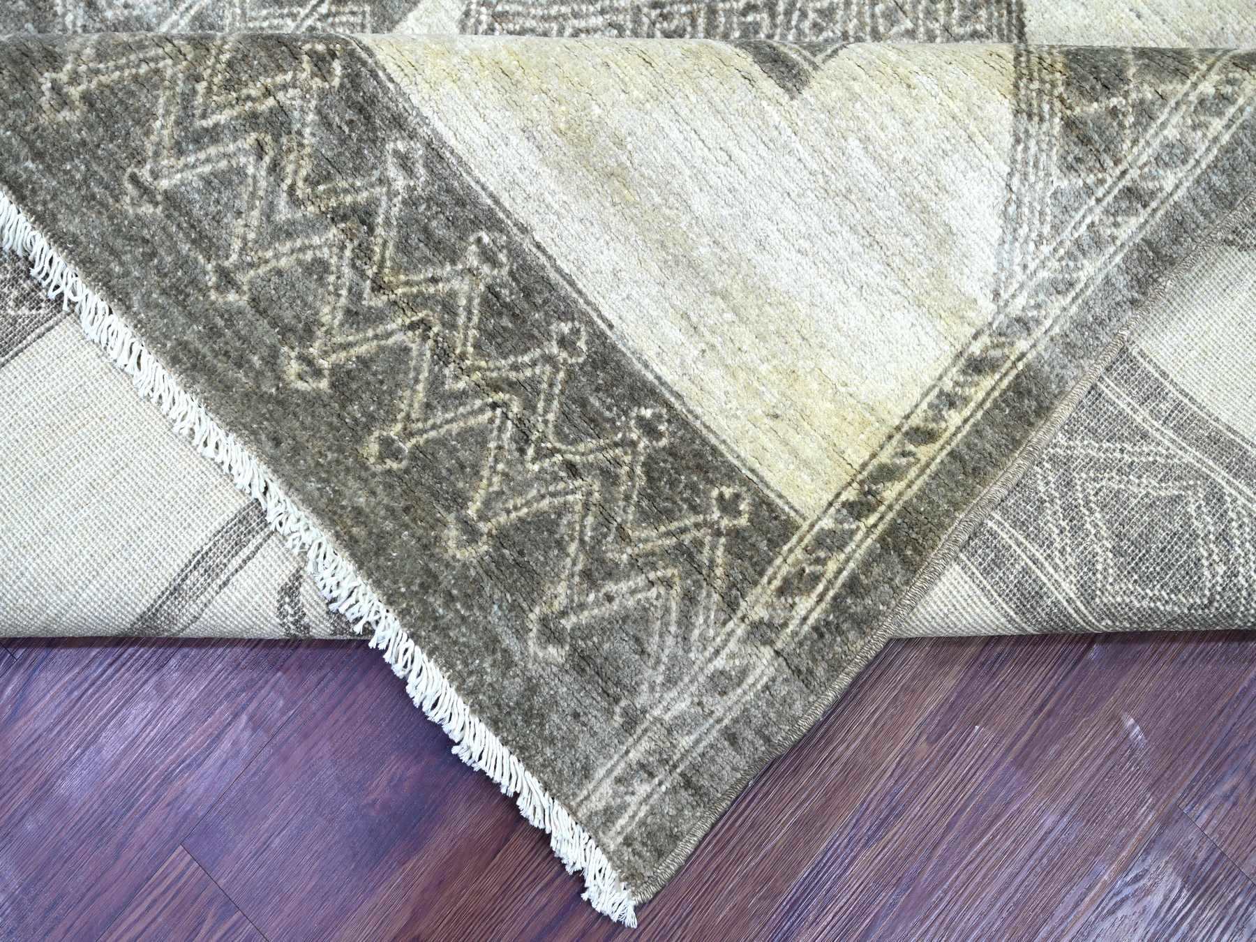 Tribal & Geometric hand-knotted wool rug in Ivory, 8' x 9'7" — SKU O022695 (view 6)