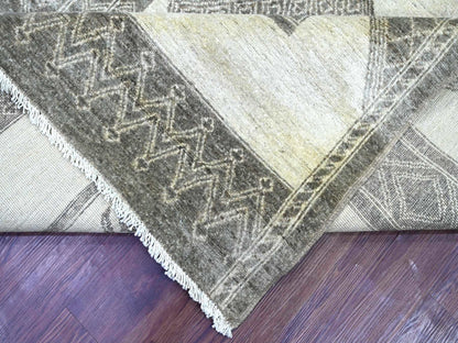 Tribal & Geometric hand-knotted wool rug in Ivory, 8' x 9'7" — SKU O022695 (view 6)