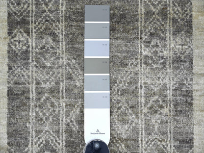 Tribal & Geometric hand-knotted wool rug in Ivory, 8' x 9'7" — SKU O022695 (view 7)