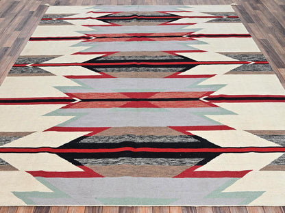 Flat-Weave hand-knotted wool rug in Ivory, 8'2" x 10' — SKU O02269 (view 2)