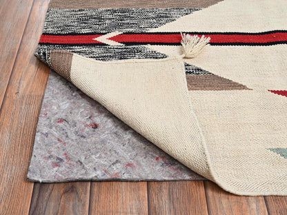 Flat-Weave hand-knotted wool rug in Ivory, 8'2" x 10' — SKU O02269 (view 3)