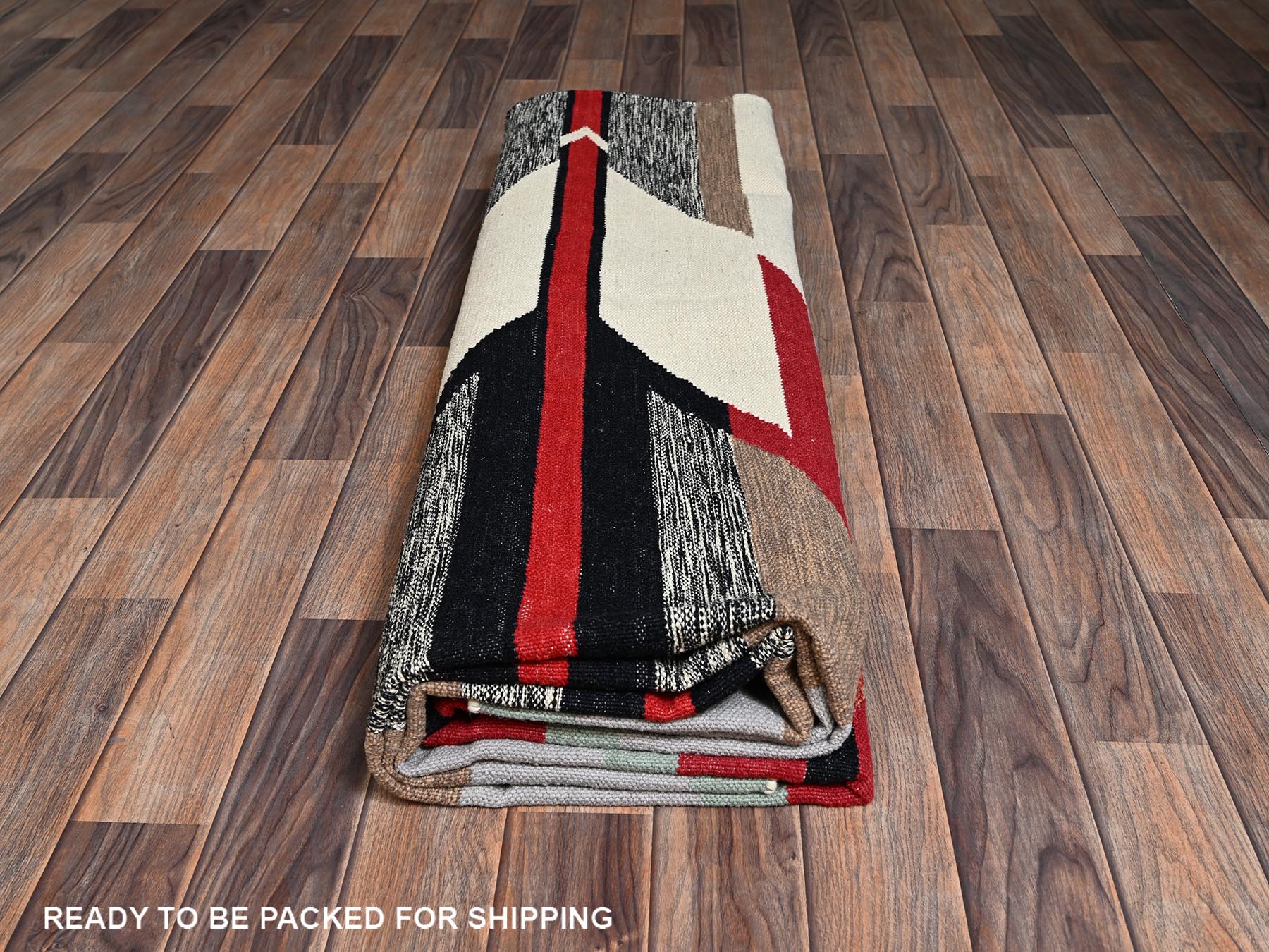 Flat-Weave hand-knotted wool rug in Ivory, 8'2" x 10' — SKU O02269 (view 6)