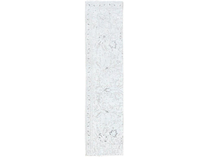 Ivory 2'2" x 9'0" Vintage Hand knotted Wool Rug - Sku: O0226