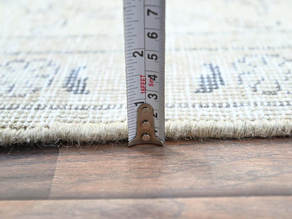 Ivory 2'2" x 9'0" Vintage Hand knotted Wool Rug - Sku: O0226