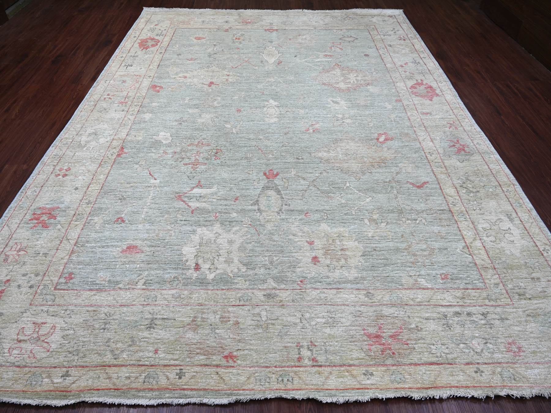Oushak Oushak hand-knotted wool rug in Gray & Light Green, 9'2" x 11'11" — SKU O022701 (view 2)