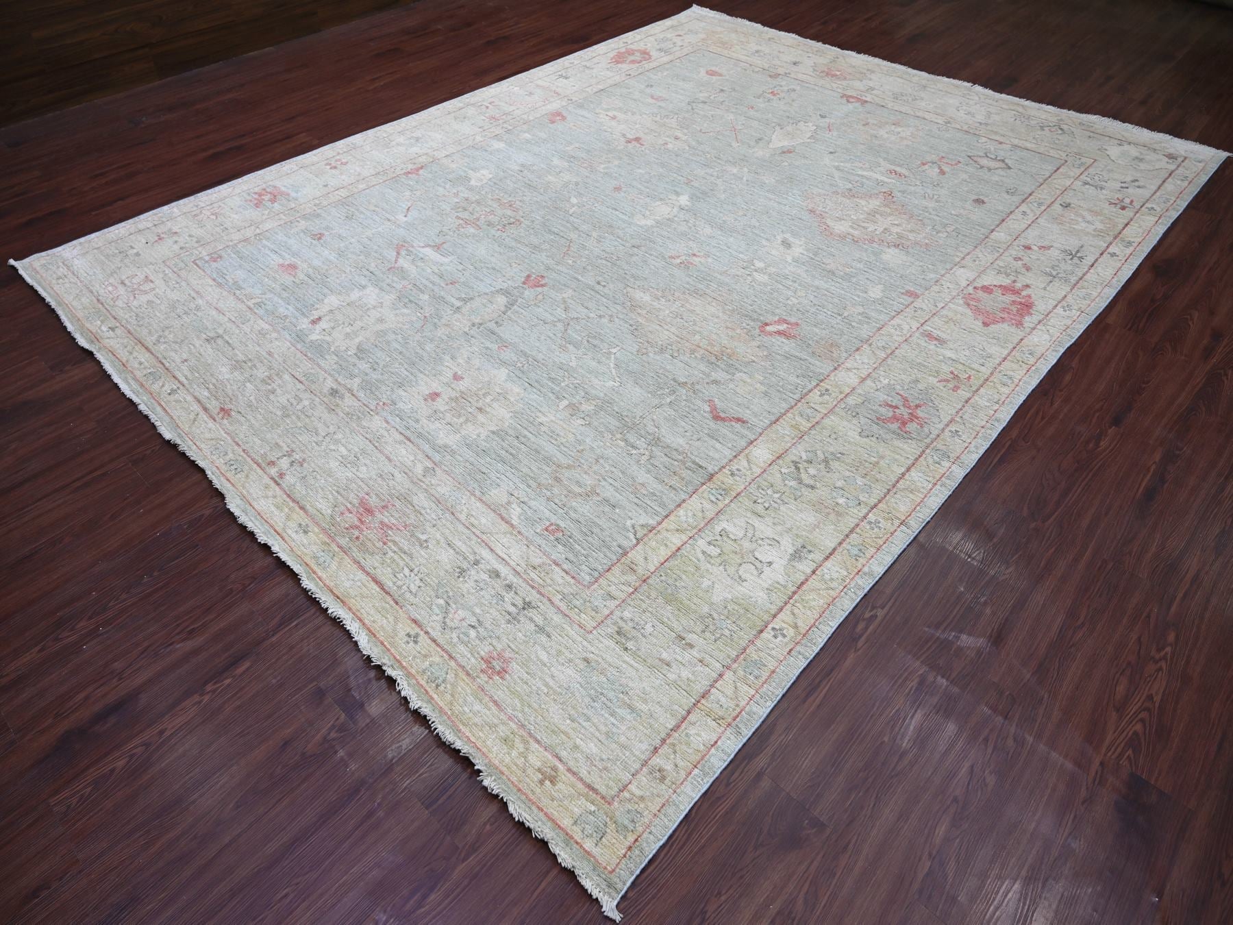 Oushak Oushak hand-knotted wool rug in Gray & Light Green, 9'2" x 11'11" — SKU O022701 (view 3)