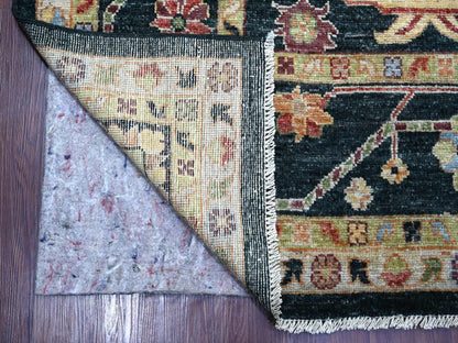 Green 9'3" x 11'8" Oushak And Peshawar Hand knotted Wool Rug - Sku: O022702