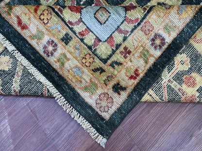Green 9'3" x 11'8" Oushak And Peshawar Hand knotted Wool Rug - Sku: O022702