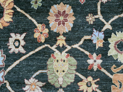 Green 9'3" x 11'8" Oushak And Peshawar Hand knotted Wool Rug - Sku: O022702