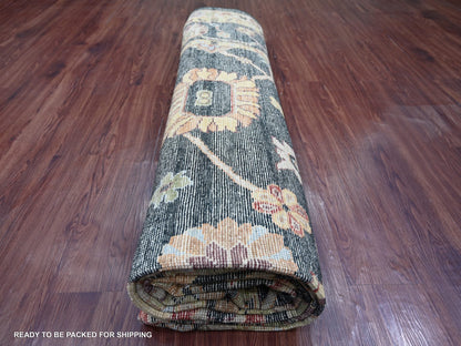 Green 9'3" x 11'8" Oushak And Peshawar Hand knotted Wool Rug - Sku: O022702